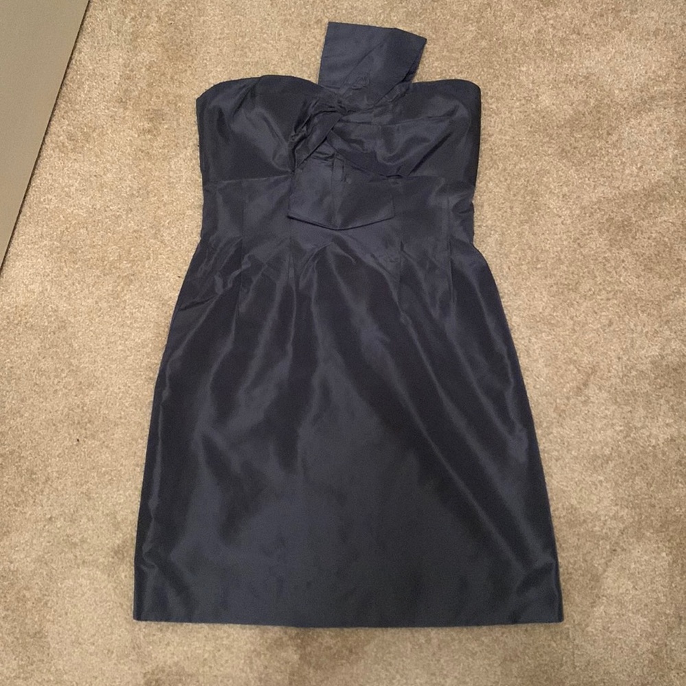 J. Crew Dusty Blue Silk Cocktail Strapless Dress